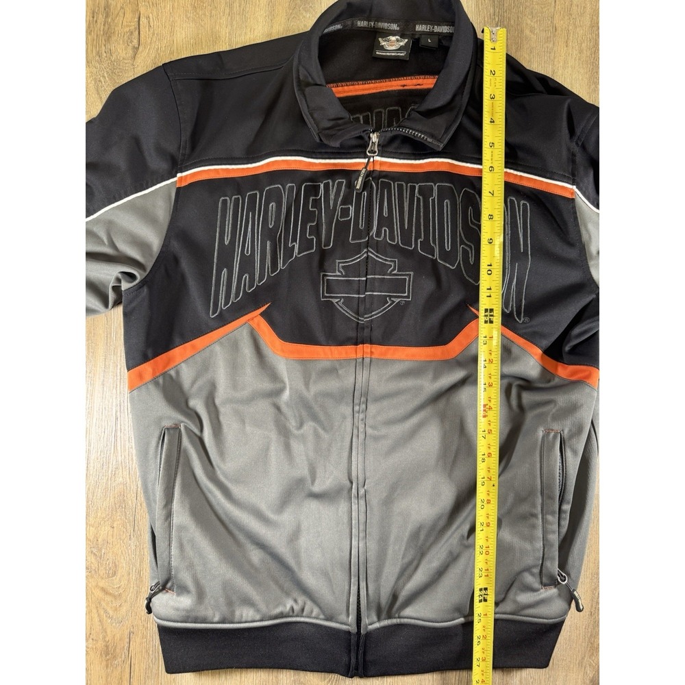 Harley-Davidson Zip Up Track Jacket Mens Large Black Orange Embroidered Logo - Picture 8 of 9